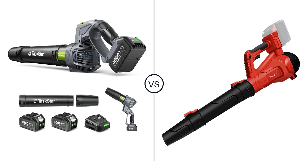 Comparison of TaskStar Cordless Rotary Leaf Blower and Tovexis Cordless Leaf Blower
