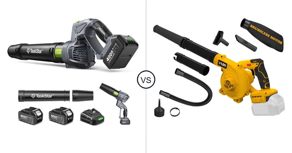 Comparison of TaskStar Cordless Rotary Leaf Blower and YAWV Leaf Blower