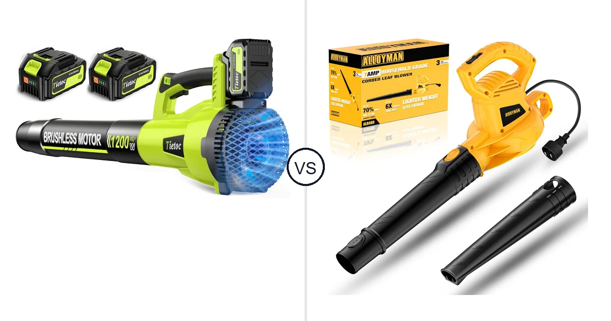 Comparison of tietoc 1200W and Alloyman Corded Leaf Blower-yellow