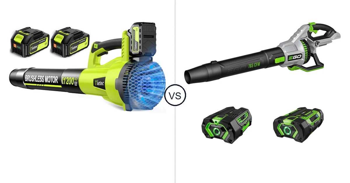 Tietoc 1200W vs EGO Power+ LB7654: Leaf Blower Comparison
