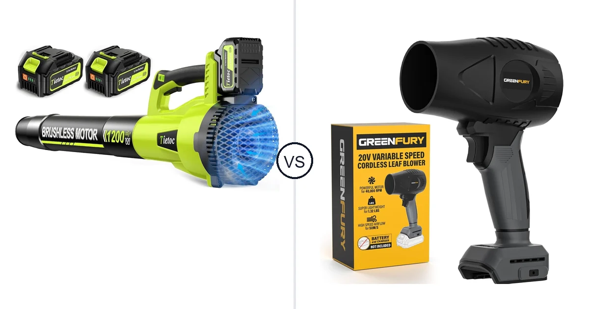 Tietoc 1200W vs GREENFURY Cordless Leaf Blower: Best for Your Needs