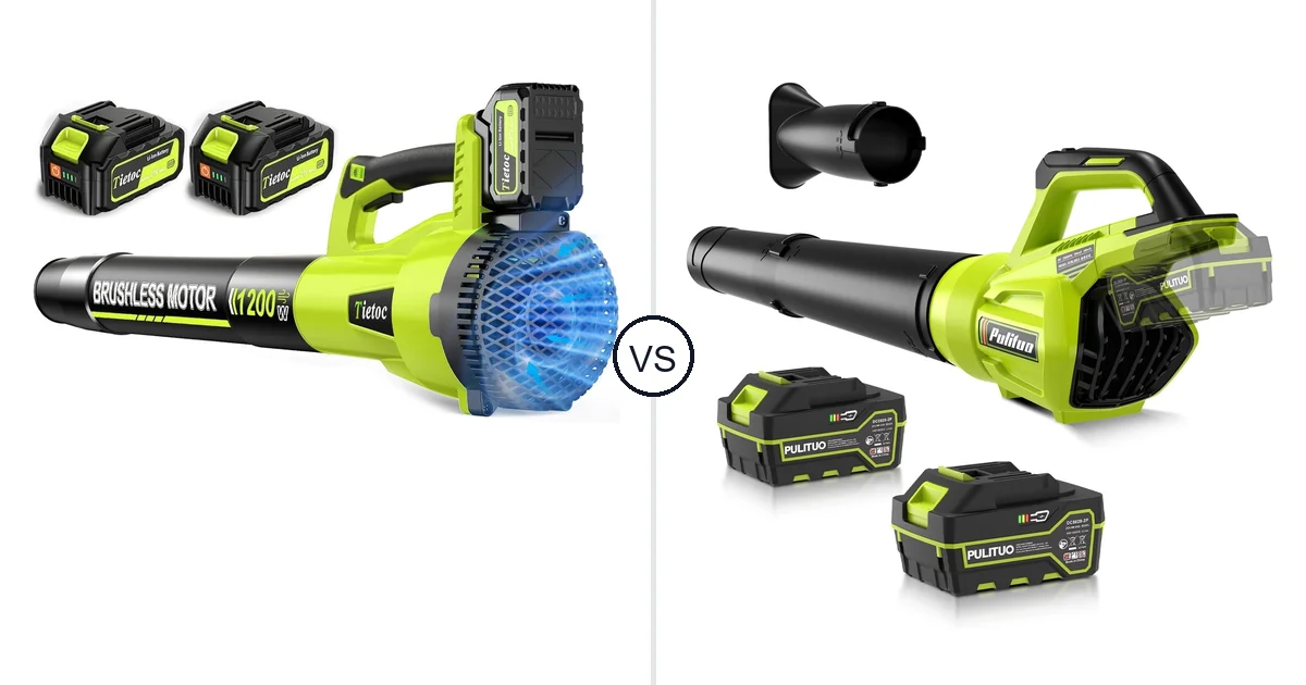 Tietoc 1200W vs PULITUO Leaf Blower Cordless: Best Leaf Blower for