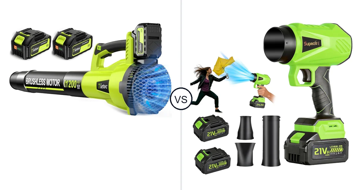 Tietoc 1200W vs SUPEAIR 667667: Leaf Blower Comparison (Key