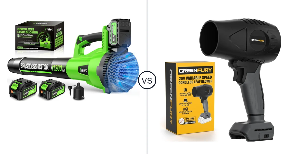 Comparison of tietoc LB-168 and GREENFURY Cordless Leaf Blower Compatible