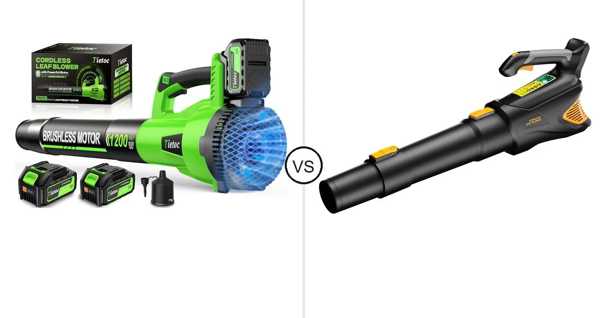Comparison of tietoc LB-168 and HEINPRO Cordless Leaf Blower 500CFM Compatible
