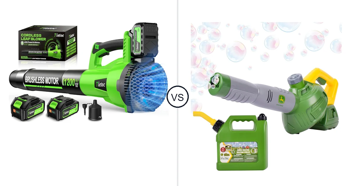 Comparison of tietoc LB-168 and John Deere Bubble Leaf Blower Toy for