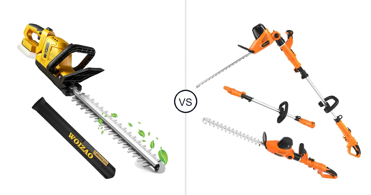 WOIZAO Cordless Hedge vs GARCARE 2 in 1 Electric Pole Hedge: Hedge