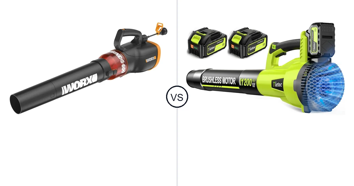 WORX WG520 vs Tietoc 1200W: Best Leaf Blower for Your Needs
