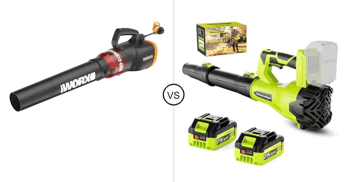WORX WG520 vs ToCzernobgol Cordless Leaf Blower: Which Should You Buy?