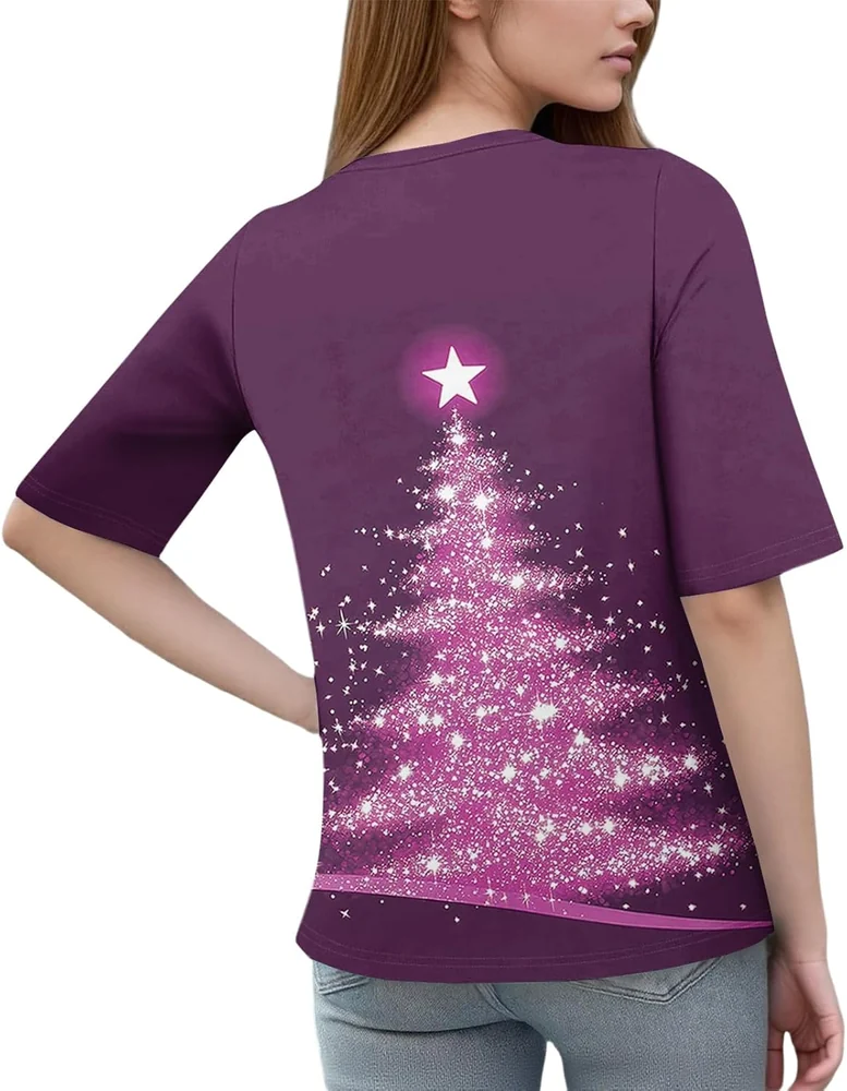 Womens Summer Tops Elbow Sleeve Tops Women